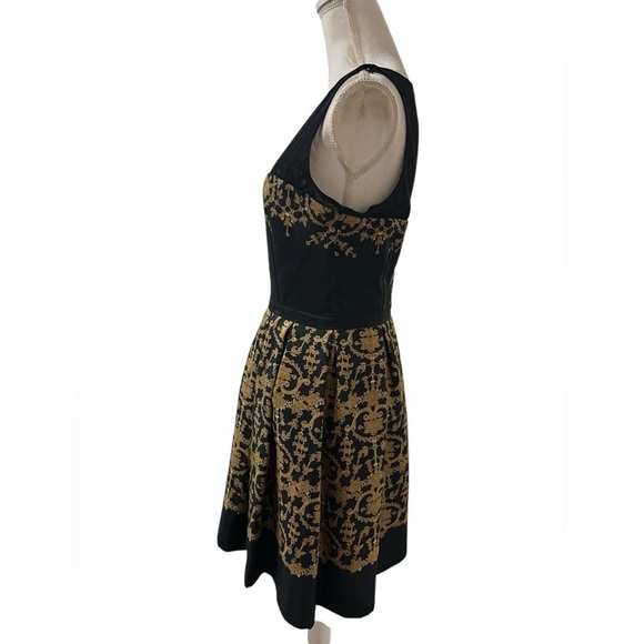 Taylor black and gold cocktail formal party mini dress Size 8 but size 6 fit - Picture 6 of 8